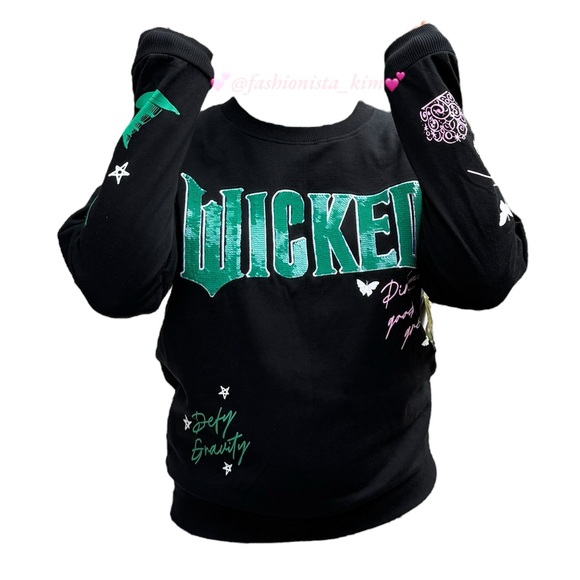 Wicked the movie sequin sweater flip WICKED letters from pink to green - Picture 10 of 17